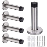 Picture of SENENQU Stainless Steel Wall Mounted Door Stopper, Silver, 90mm, Pack of 5 Pcs