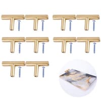 Picture of Kapmore T Bar Metal Cabinet Handles, Gold, Pack of 10 Pcs