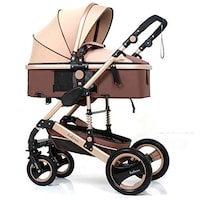 Picture of Belecoo High Landscape Foldable Baby Stroller with Rubber Wheel, Khaki