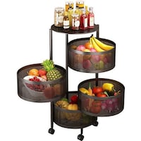 Picture of Jjone Multi Layer Round Shaped Basket Kitchen Storage Organizer, Black