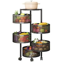 Picture of Jjone Multi Layer Round Shaped Basket Kitchen Storage Organizer, Black