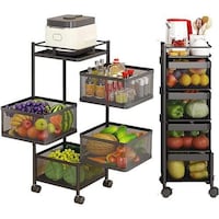 Picture of Movable Floor-Standing 4 Layers Kitchen Storage Rack