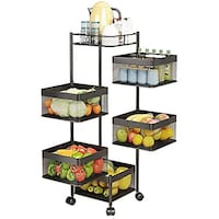 Picture of 5 Layer Multi-Function Home Kitchen Bathroom Storage Basket Trolley