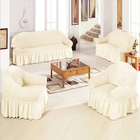 Picture of Xiuwoo Turkish Sofa Cover Set, Cream White, Set of 4 Pieces