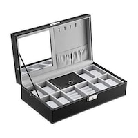 Picture of 8 Slots Display Jewelry Storage Box With Lock, Black