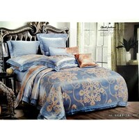 Picture of Li Xin Silk Jacquard King Sized Duvet Cover Bedding Set, Blue & Gold