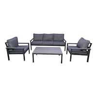 Picture of Mosada Outdoor Aluminium & Wooden 5 Seater Sofa Set - Grey