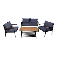 Picture of Mosada Outdoor Aluminium & Wooden 5 Seater Sofa Set - Grey & Beige
