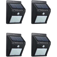 Picture of 30 Leds Solar Power Pir Motion Sensor Wall Light Outdoor - 4 Pieces, Black
