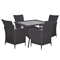 Picture of Oasis Casual Rattan Square Table and 4 Chairs Set, Black
