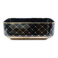 Picture of End Point Square Table Top Ceramic Wash Basin, Black & Gold