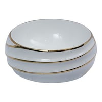 Picture of End Point Table Top Ceramic Wash Basin, White & Gold, EP286