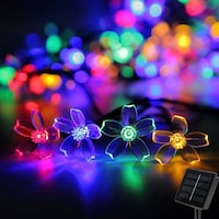 Picture of Blue Carbon Solar Flower String Lights with 8 Modes