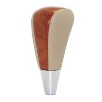 Picture of Pursuestar Wood Upgrade Shift Knob, Tan Leather with Light Brown Wood