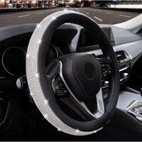 Picture of Delfino Microfiber Leather Shiny Crystal Diamond Design Steering Wheel Cover