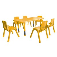 Picture of Preschool Adjustable Height Rectangular Wooden Table & Chair Set, Yellow,  Chairs are not included 120-7069