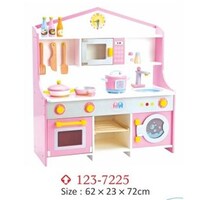 Picture of Bright Wooden Pretend Play Toy Small Kitchen Set, Pink & White