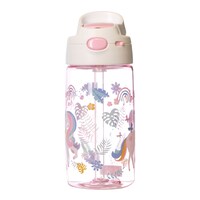 Picture of B&B Jeko Jeko Tritan Unicorn Design Straw Cup Bottle for Kids, 450ml, Pink