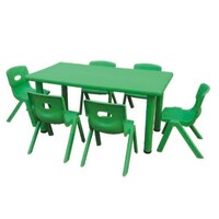 Picture of Preschool Rectangular 1 Table and 6 Chairs set, Table size 120x60cm, Chair 28cm High, Green