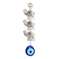 Picture of Al Bahr Evil Eye Beads with 3 Steel Camel Wall Hanging, Multicolour