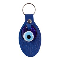 Picture of Al Bahr Evil Eye Beads Key Chain with Leather Oval Shape