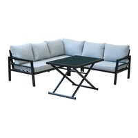 Picture of Swin Outdoor 5 Seater Aluminium Sofa Set - Grey & Black
