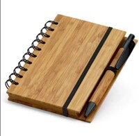 Picture of Recycled Ruled Bamboo Notepad with Ball Pen, Brown & Black - A5