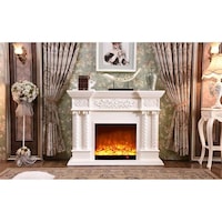 Picture of Built In Electric Fireplace with Remote Control, White, AM320S