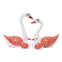 Picture of Ezdan Ceramic Duck Set, White & Red, Pack of 4Pcs