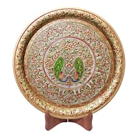 Picture of Ezdan Marble Peacock Design Plate with Stand, 12inch