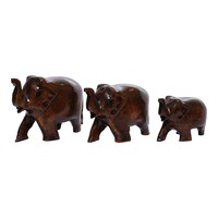 Picture of Ezdan Wooden Plain Elephant Set, Rose Wood, Pack of 3Pcs