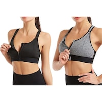 Picture of AQAQ Wireless Front Zip Sports Bra for Womens