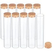 Picture of FUFU Transparent Glass Tube Bottles with Cork, 80ml, Pack of 10pcs