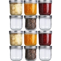 Picture of Fufu Mason Jars with Airtight Metal Regular Lids, 300ml, Pack of 12pcs
