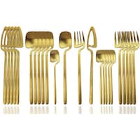 Picture of Lihan Satin Finish Cutlery Set, Gold, Set of 24 Pieces