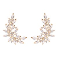 Picture of Lisa Leaf Cubic Curve Crystal Stud Earrings, Gold