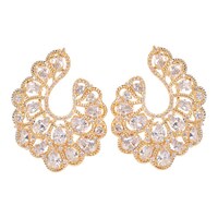 Picture of Lisa Curved Big Crystal Stud Earrings, Gold