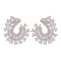 Picture of Lisa Curve with Multiple Shape Crystal Stud Earrings, Silver