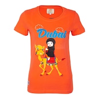 Picture of Arabian Souvenir T-Shirt with Lady On Camel Design, Orange