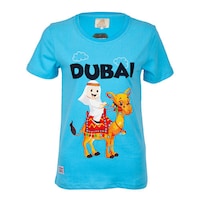 Picture of Arabian Souvenir T-Shirt with Men On Camel Design, Blue