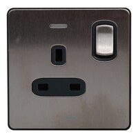 Picture of Legrand Sleek Design Brushed Stainless Steel Socket Switch With Indicator, Grey