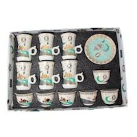 Picture of Lihan Ceramic Arabic Cups with Saucer, Multicolor, Pack Of 18 Pcs
