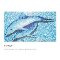 Picture of Dolphin Pattern Swimming Pool Mosaic Glass Art, Blue - Pt25301