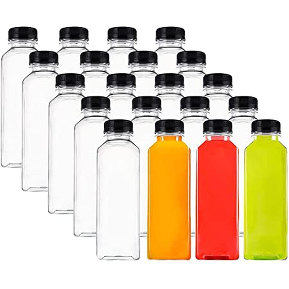 ecoquality [20 pack] empty plastic juice bottles with tamper evident