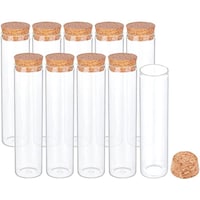 Picture of FUFU Glass Test Tube with Cork Stopper, Clear, 60 ml, Pack of 10 Pcs