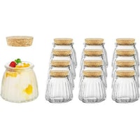 Picture of FUFU Glass Mini Pudding Jars Jars with Cork Cap, 118ml, Set of 12pcs