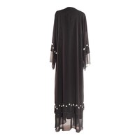 Picture of Ewan Boutique Nida with Chiffon Pleated Abaya with Shawl, Black & Gold