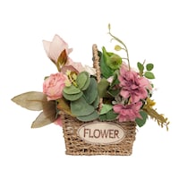 Picture of Le Bonheur Artificial Flower Basket, Brown