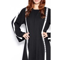 Picture of Safi Organza & Handwork Detailed Abaya with Shiela, Black & White