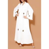 Picture of Safi Handwork Detailed Abaya with Shiela, White